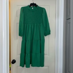 Green below knee dress